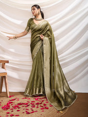 Gota Embroidered Art Silk Woven Saree