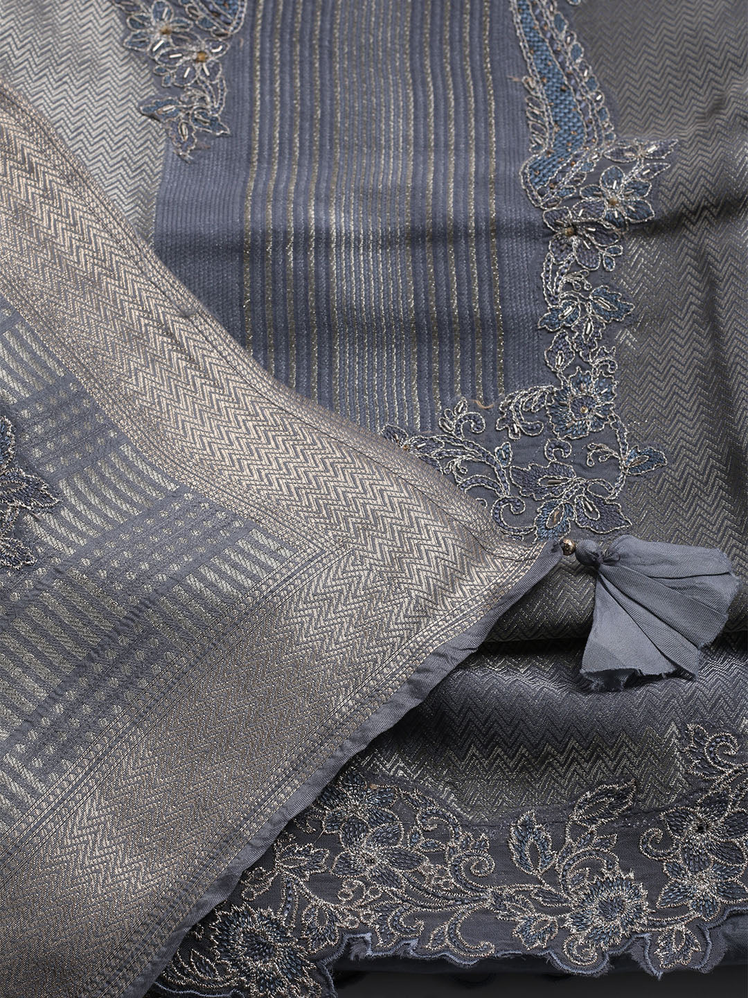 Woven Design Tissue Unstitched Suit With Dupatta