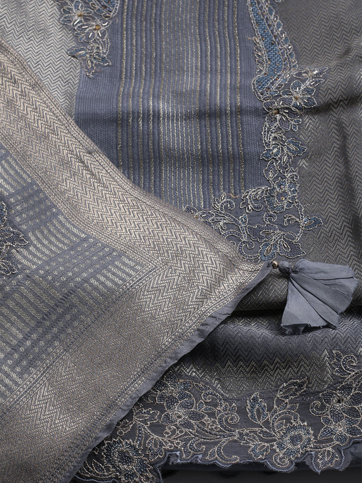 Woven Design Tissue Unstitched Suit With Dupatta