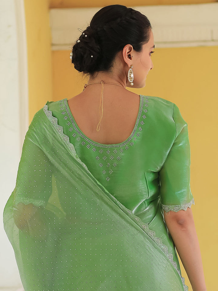 Embroidered Chinon Saree