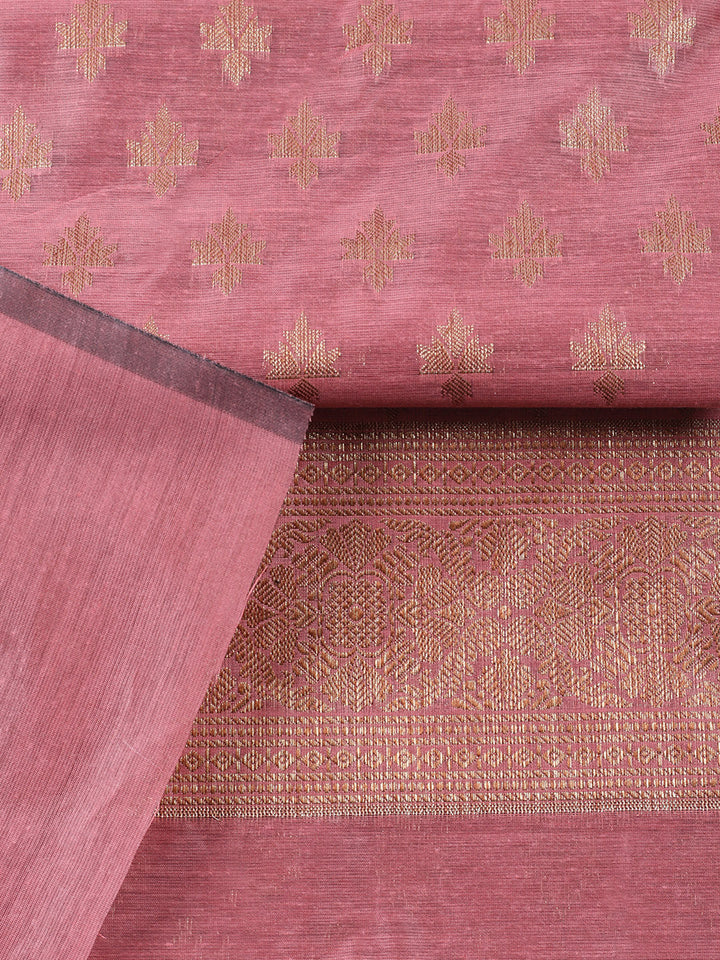 Banarasi Chanderi Unstitched Suit With Pant &amp; Dupatta
