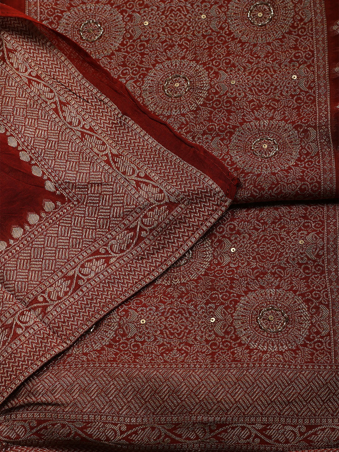 Woven Chanderi Unstitched Suit With Dupatta