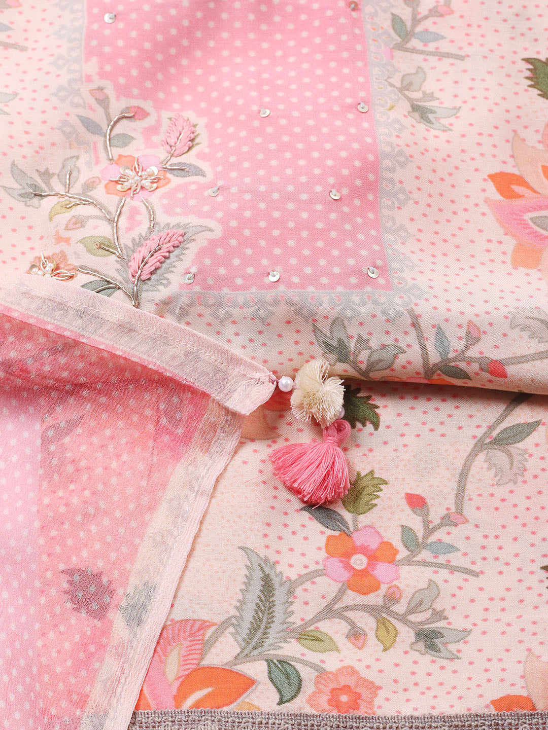 Printed Muslin Unstitched Suit With Pant &amp; Dupatta