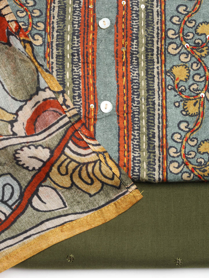 Printed Cotton Printed Unstitched Suit With Dupatta