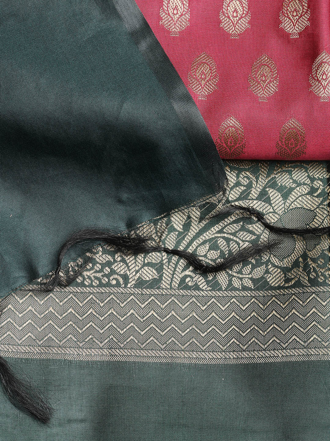 Woven Banarasi Chanderi Unstitched Suit With Dupatta