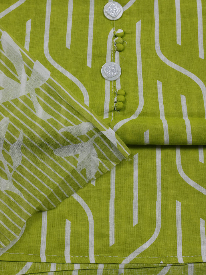 Printed Cotton Blend Unstitched Suit With Dupatta