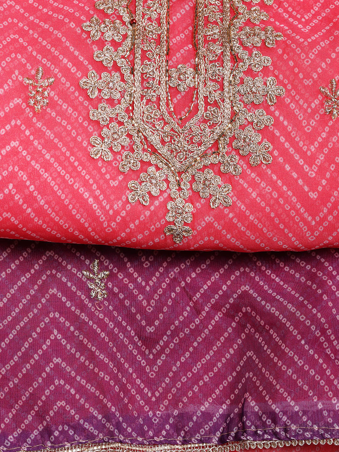 Neck Embroidered Organza Unstitched Suit With Dupatta