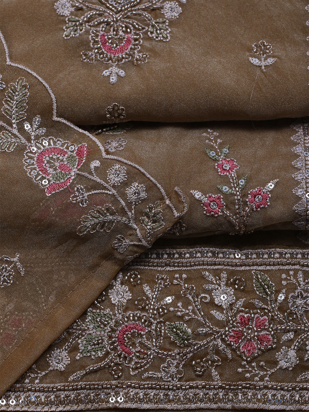 Embroidered Tissue Unstitched Suit With Dupatta