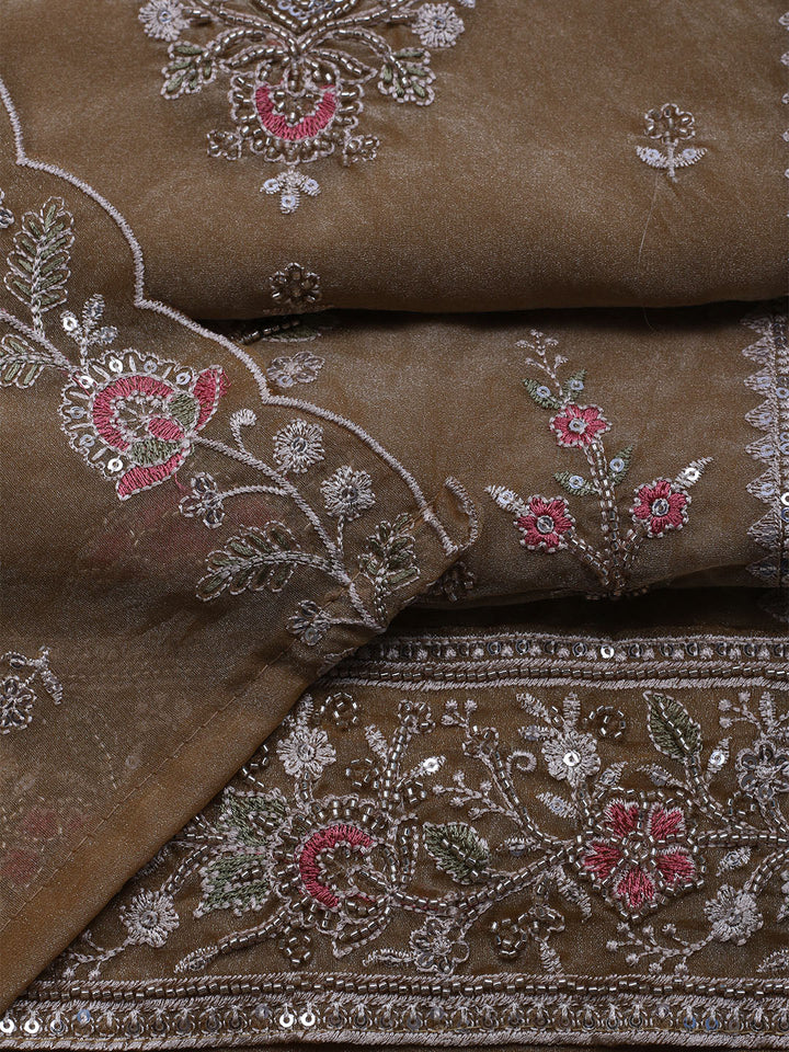 Embroidered Tissue Unstitched Suit With Dupatta