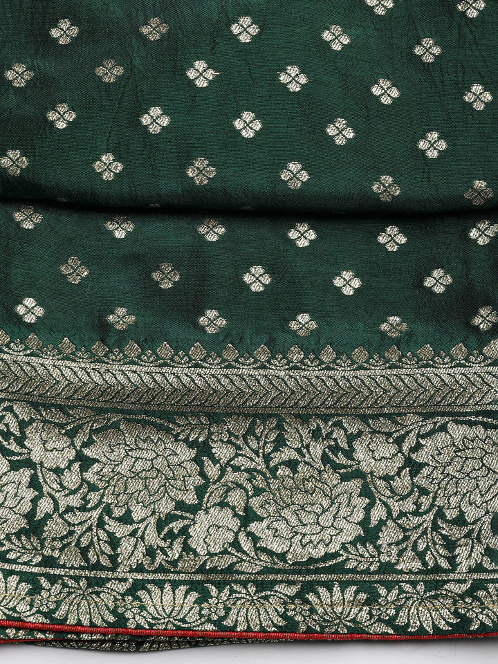 Zari Embroidered Chanderi Unstitched Suit With Dupatta