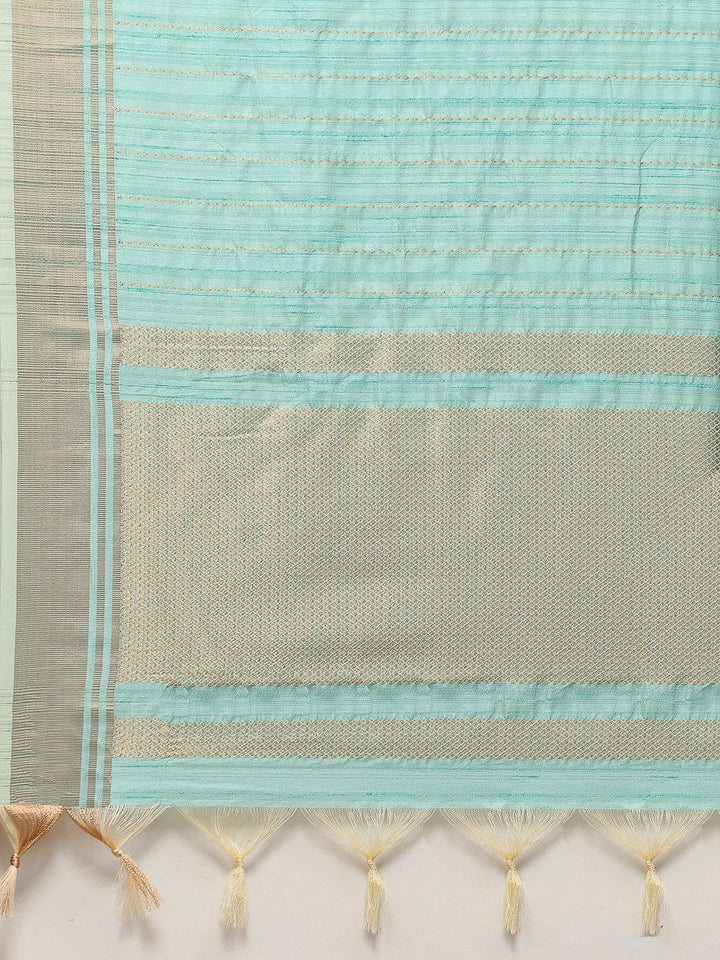 Embroidered Border Booti Art Silk Saree