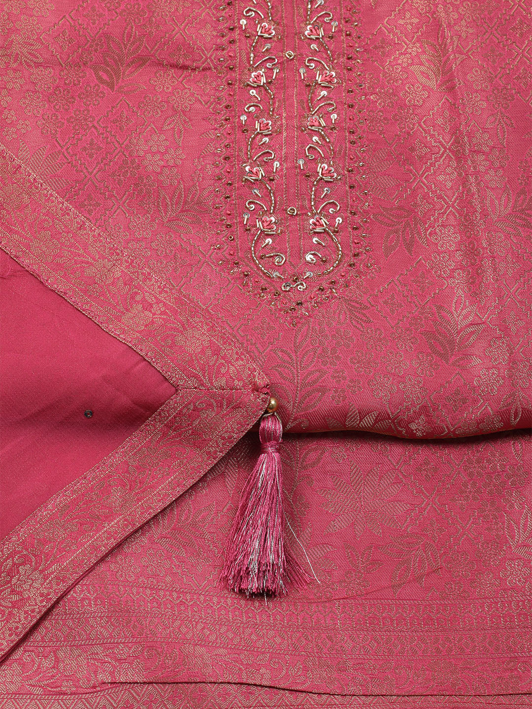 Brocade Chanderi Unstitched Suit With Dupatta