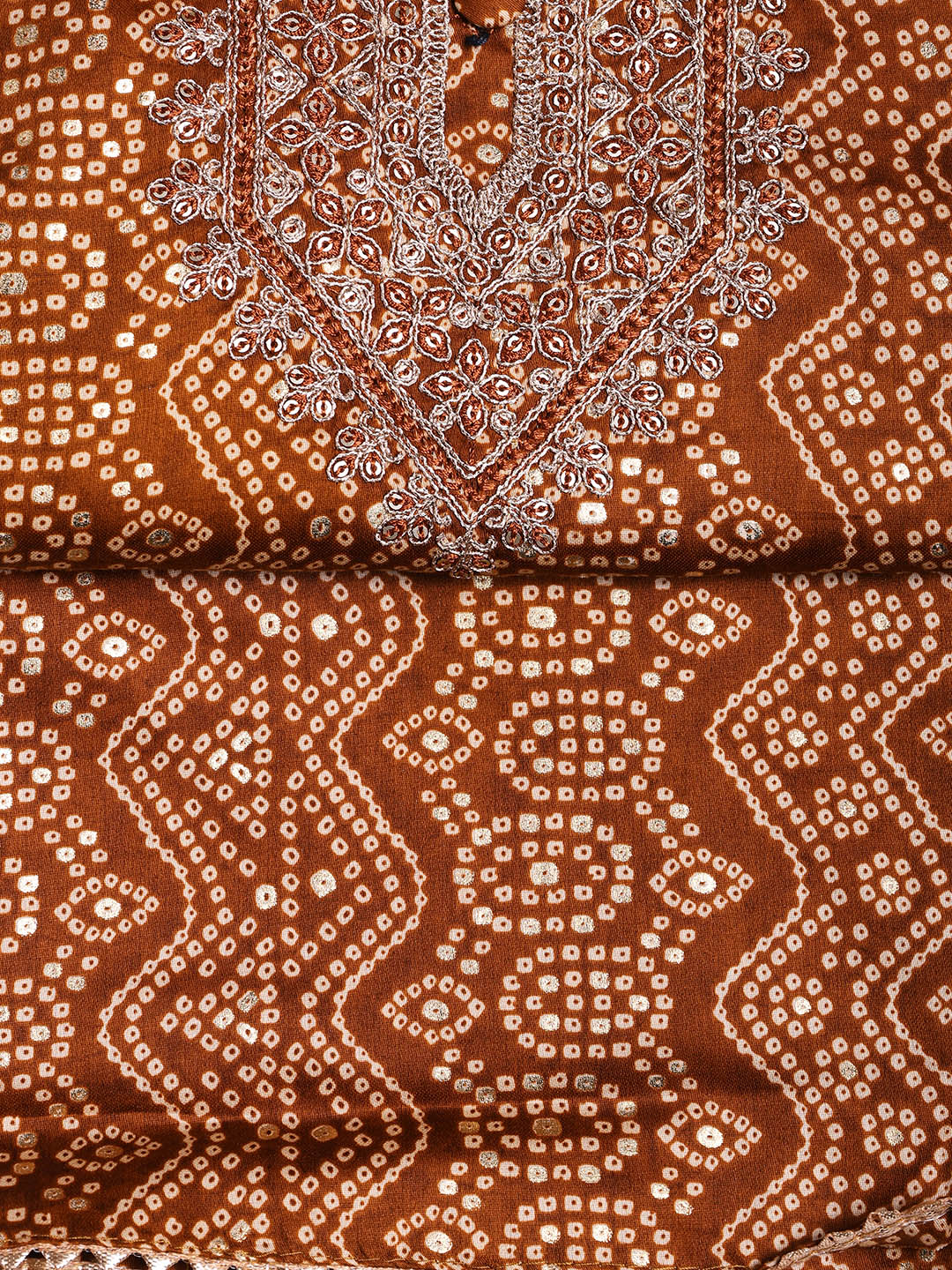Neck Embroidered Cotton Blend Unstitched Suit With Dupatta