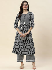 Floral Printed Cotton Kurta With Pants