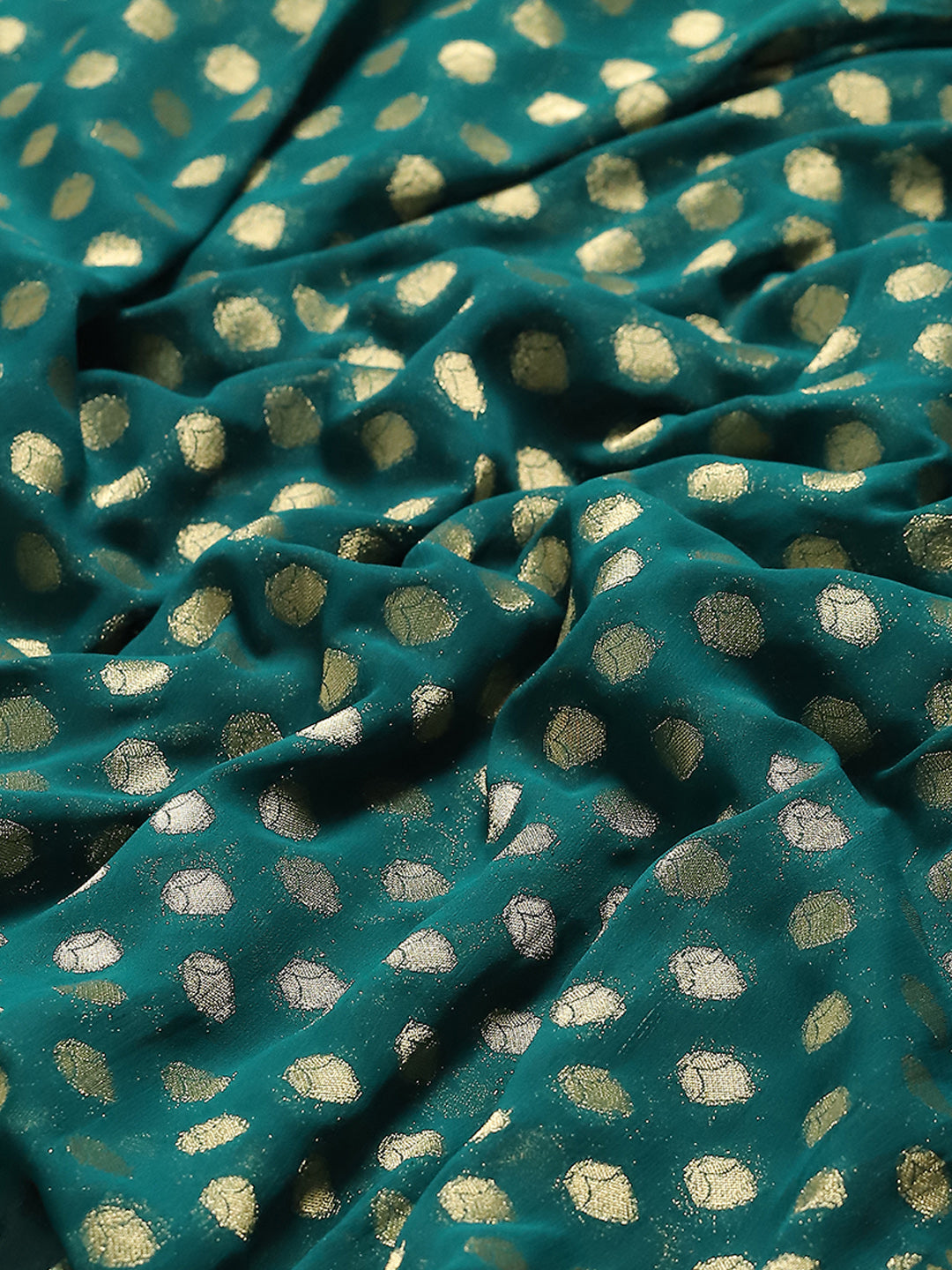 Zari Border Booti Chiffon Woven Saree