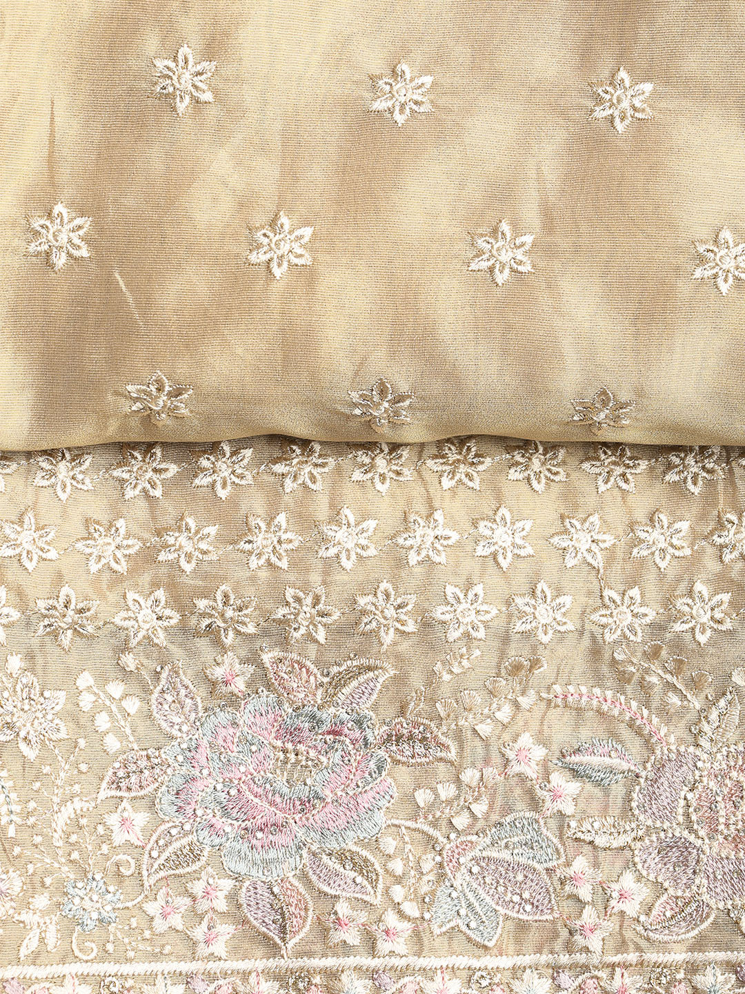 Embroidered Tissue Unstitched Suit With Dupatta