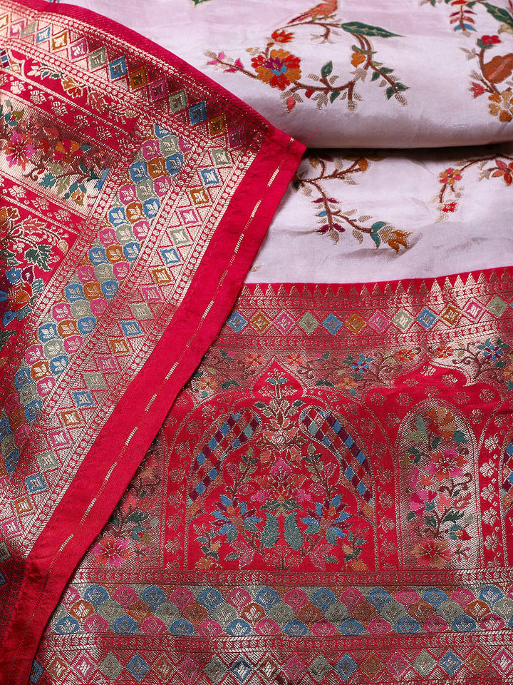 Woven Design Dola Silk Unstitched Suit With Pant &amp; Dupatta