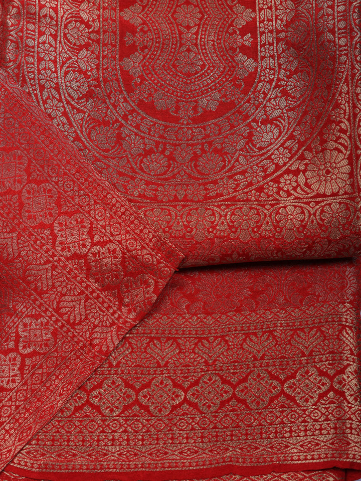 Woven Design Chanderi Unstitched Suit With Pant &amp; Dupatta