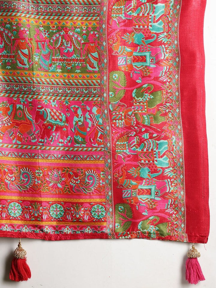 Digital Printed Art Silk Saree