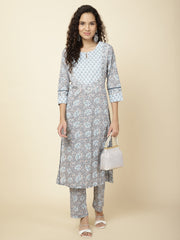 Tropical Printed Cotton Kurta With Pants