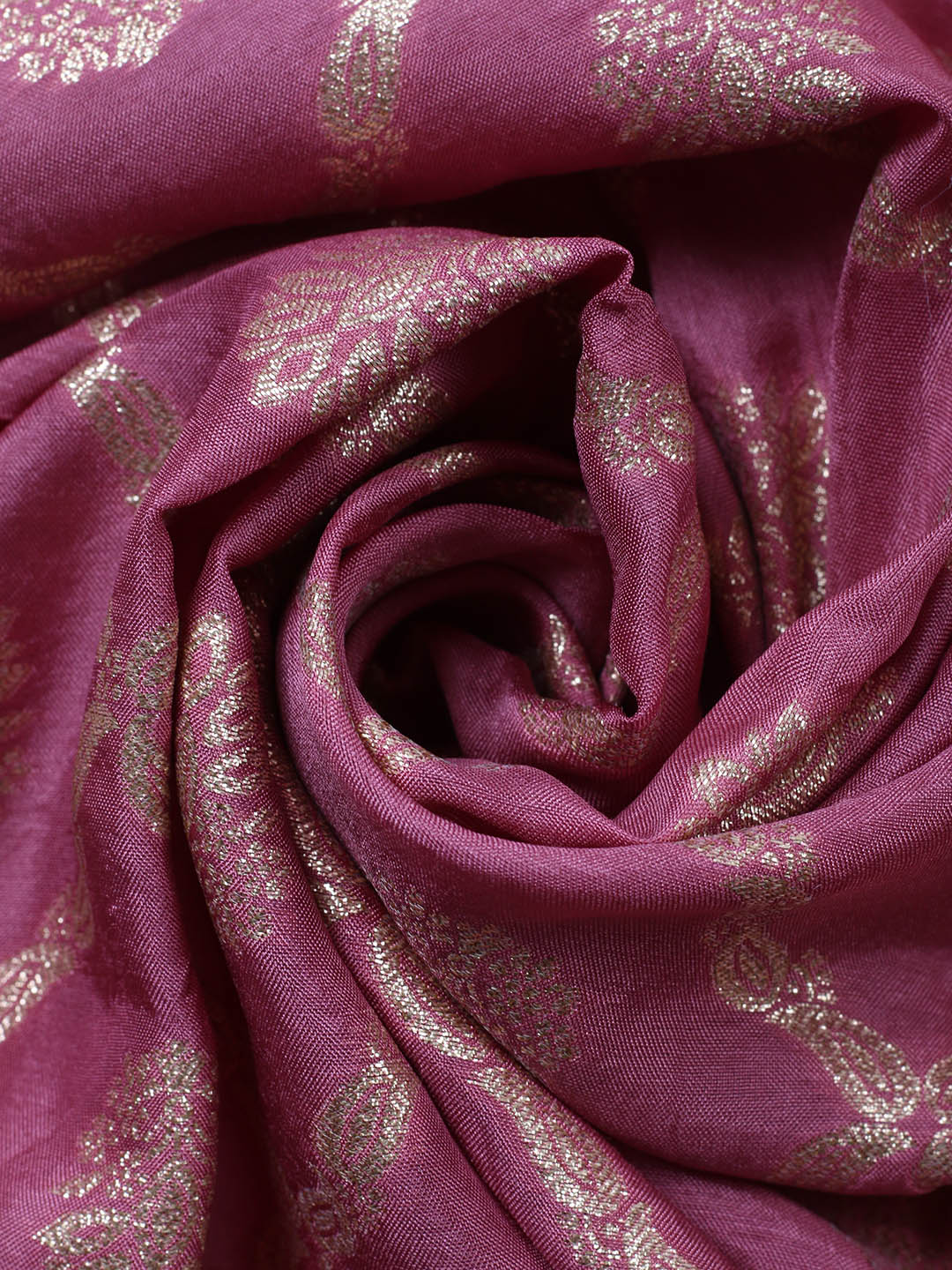 Embroidered Chanderi Unstitched Suit With Pant &amp; Dupatta