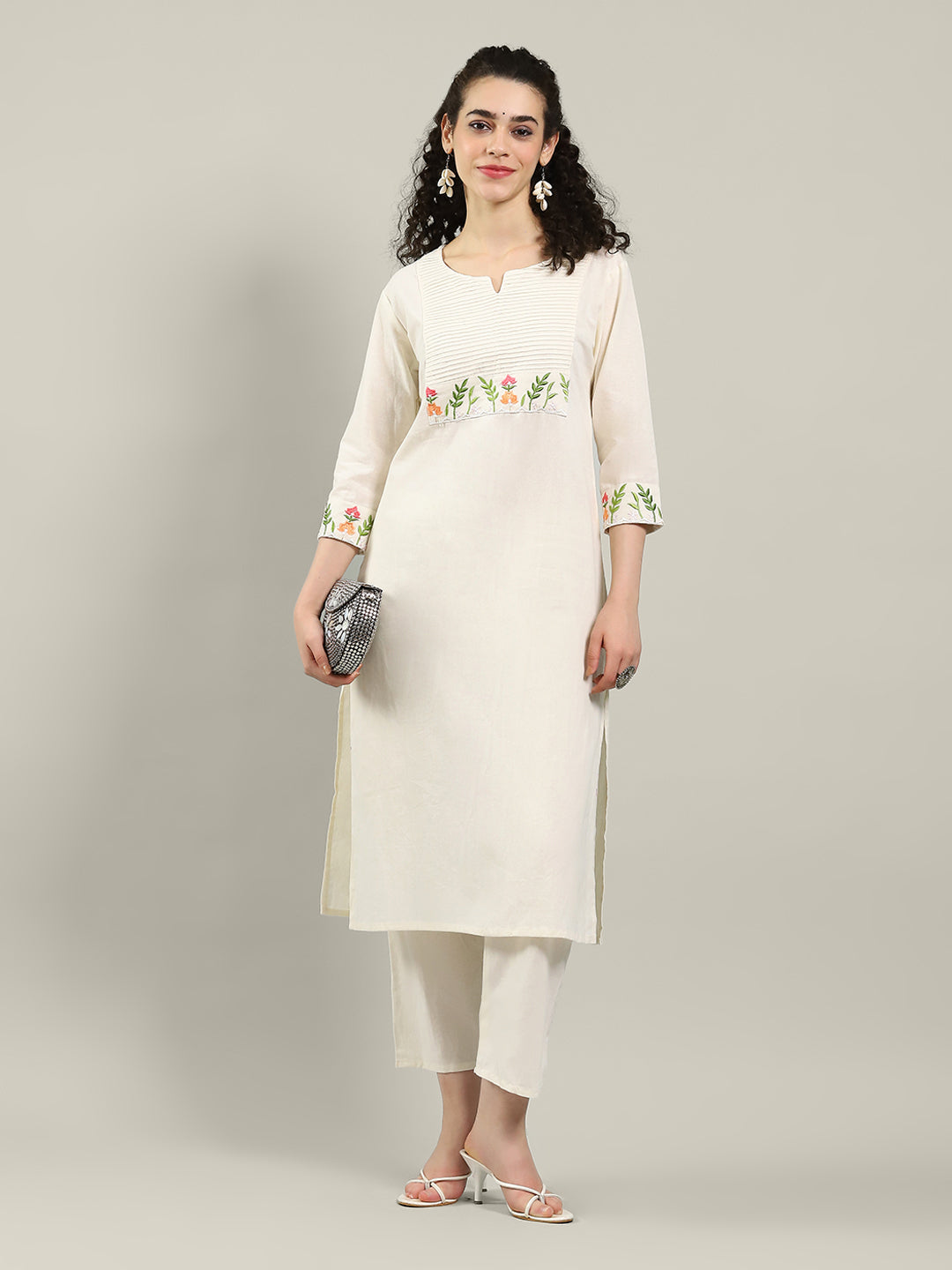 Printed Cotton Blend Kurta With Pants
