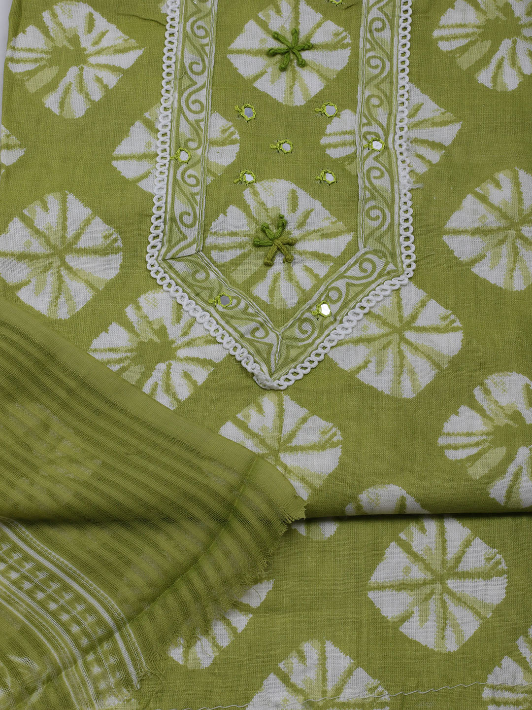 Printed Cotton Blend Unstitched Suit With Dupatta