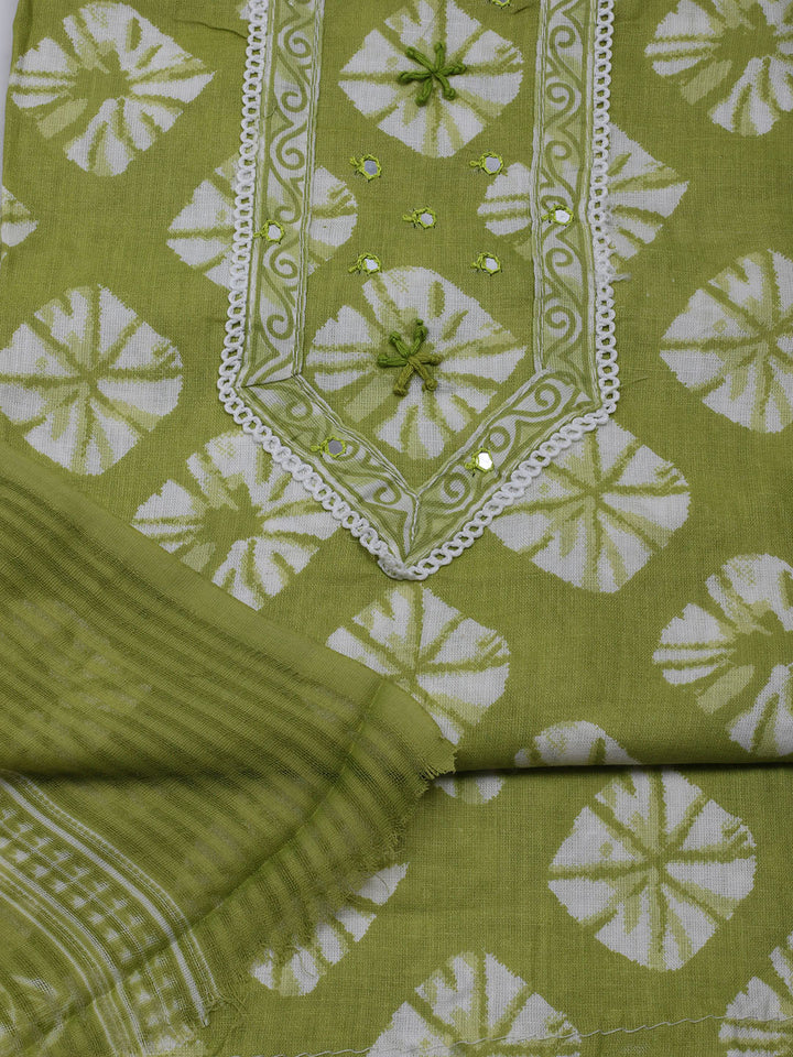 Printed Cotton Blend Unstitched Suit With Dupatta