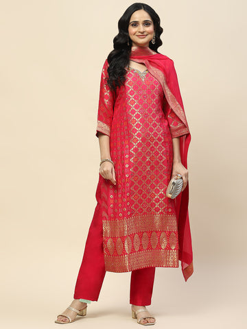 Woven Banarasi Kurta With Pants & Dupatta