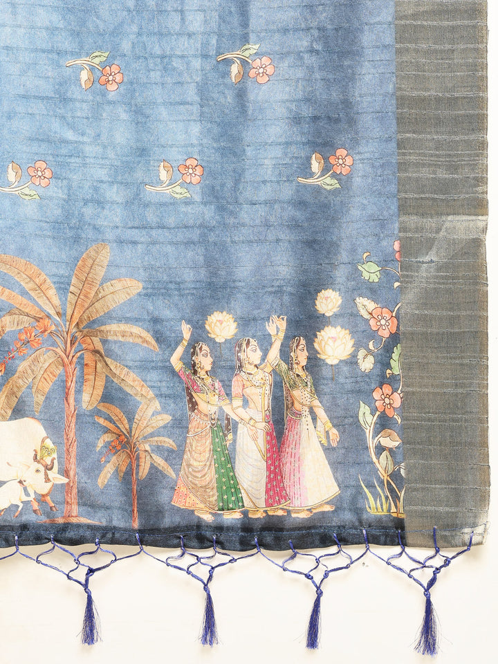 Digital Printed Tussar Saree