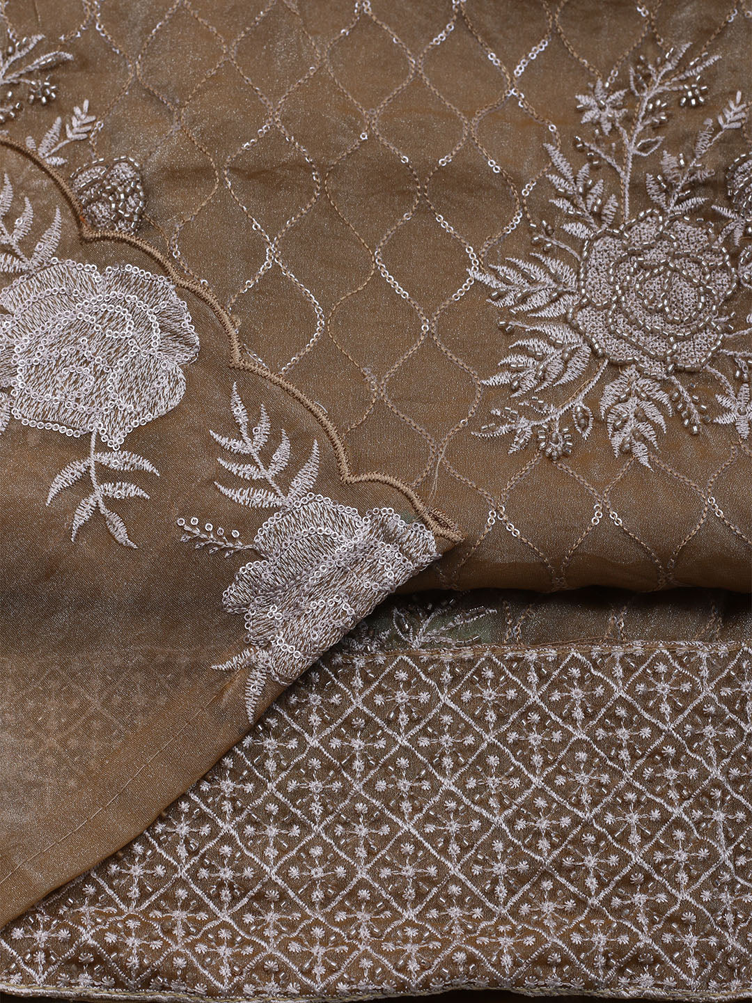 Embroidered Tissue Unstitched Suit With Dupatta