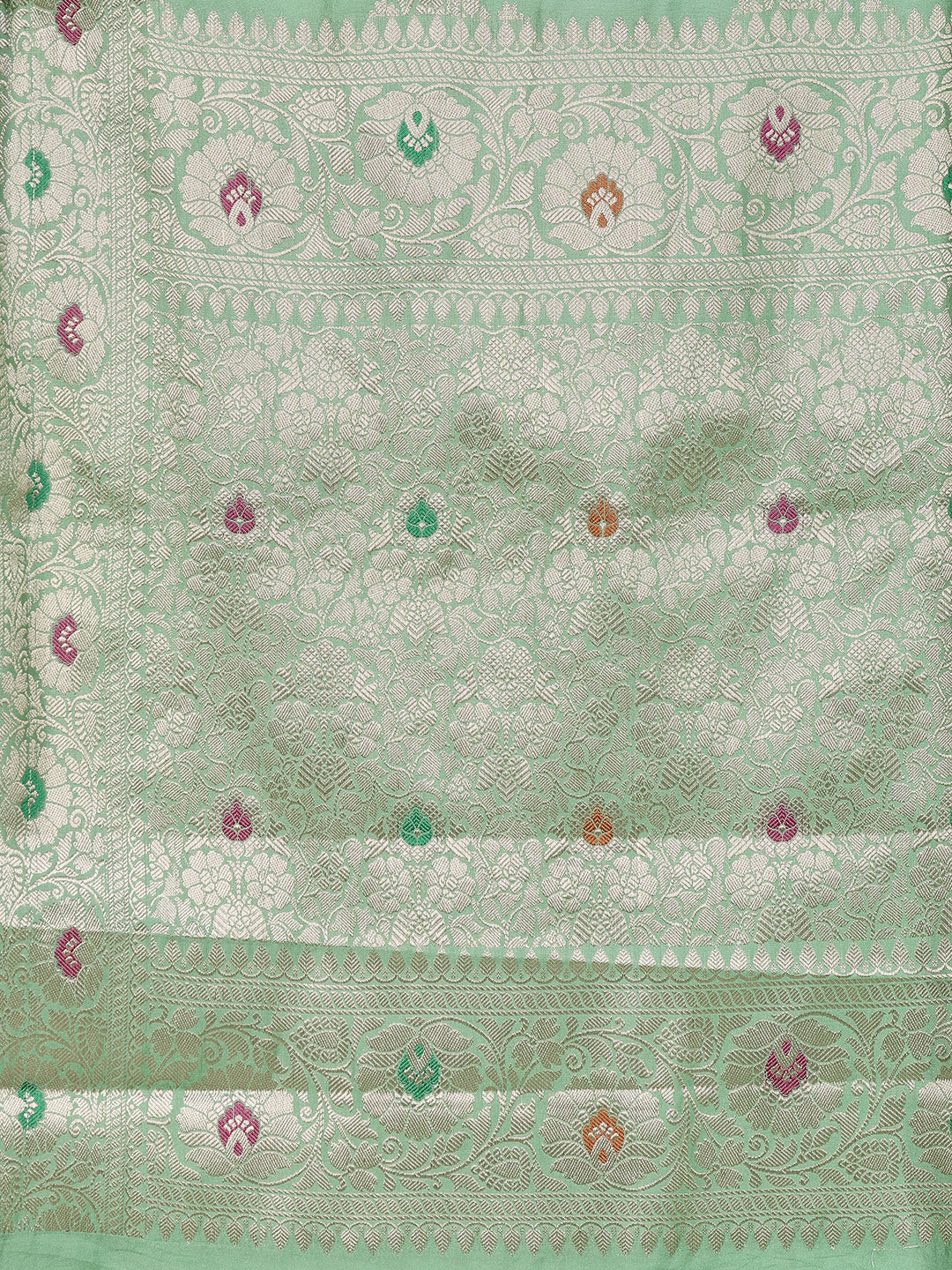 Zari Border Booti Cotton Blend Woven Saree