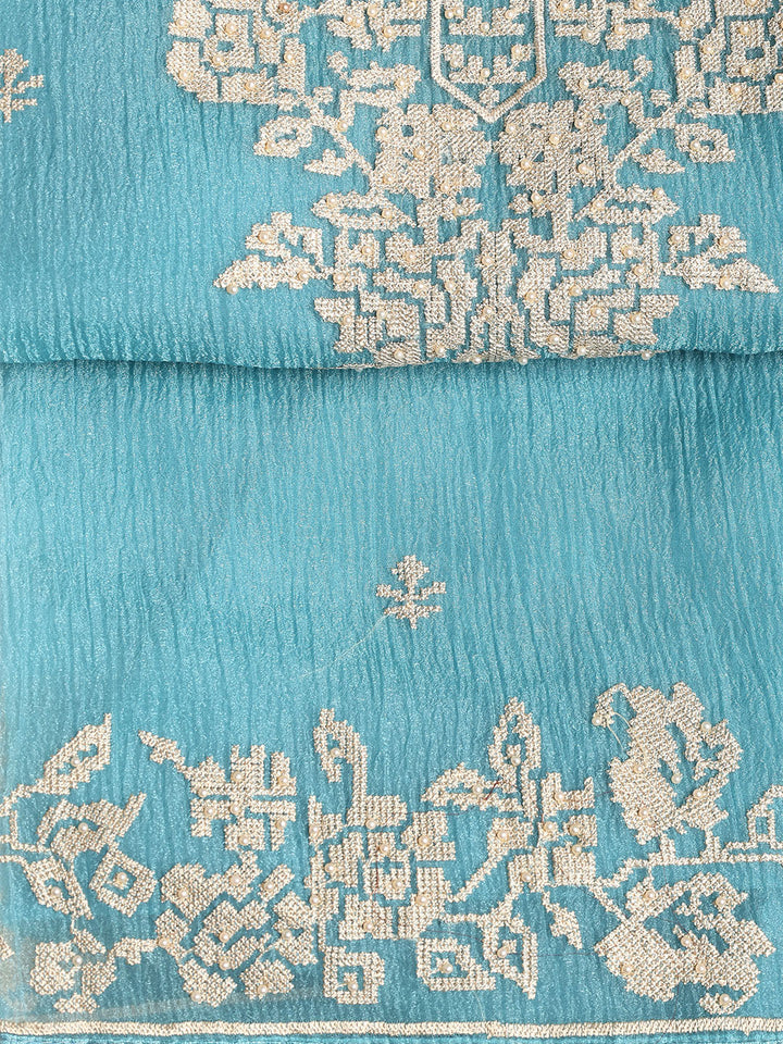 Embroidered Tissue Unstitched Suit With Dupatta