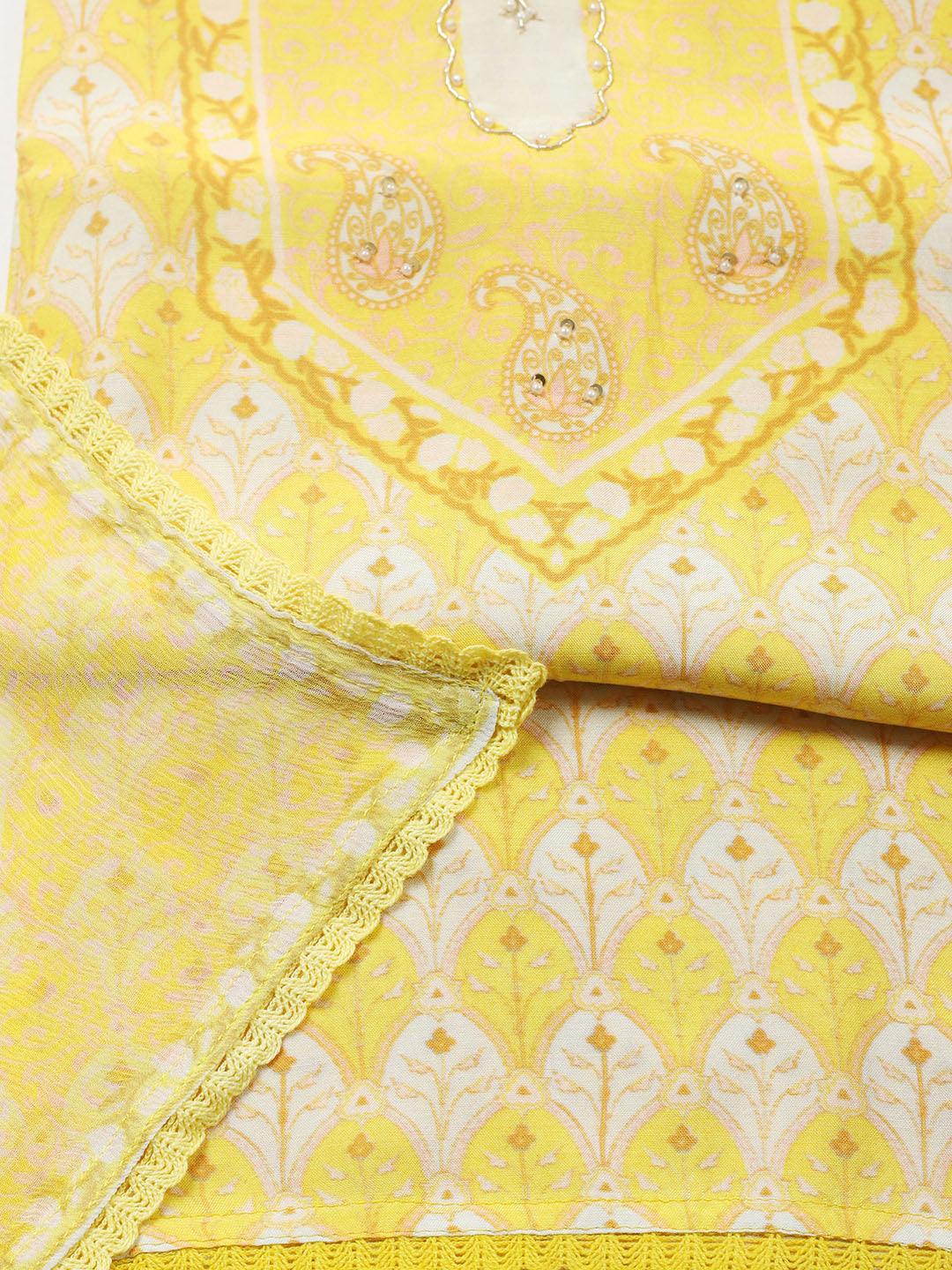 Printed Muslin Unstitched Suit With Pant &amp; Dupatta