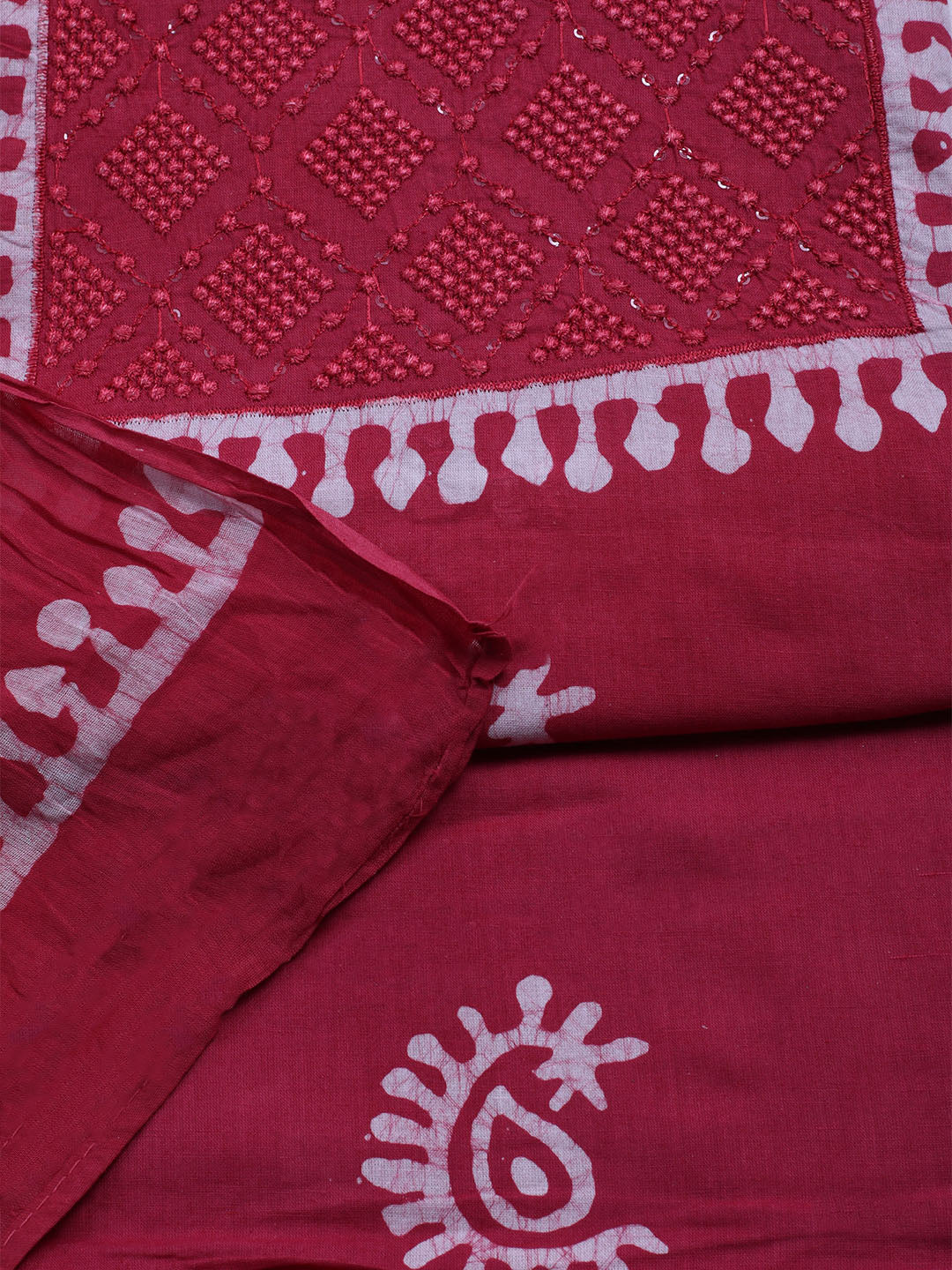 Printed Cotton Blend Unstitched Kurta With Pant &amp; Dupatta