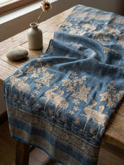 Printed Chanderi Unstitched Suit With Pant & Dupatta