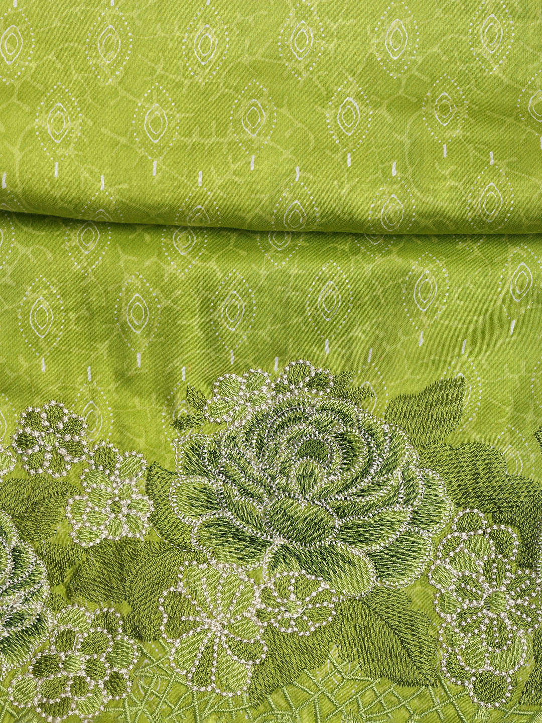 Neck Embroidered Cotton Blend Unstitched Suit With Dupatta
