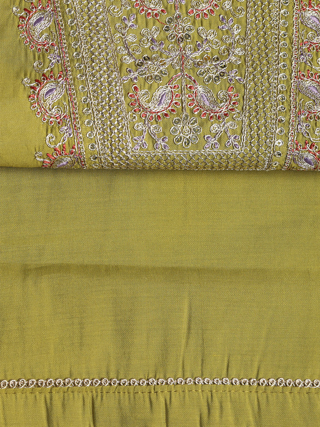 Neck Embroidered Cotton Blend Unstitched Suit With Dupatta