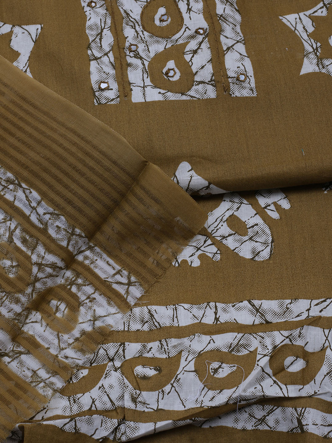 Printed Cotton Blend Unstitched Suit With Dupatta