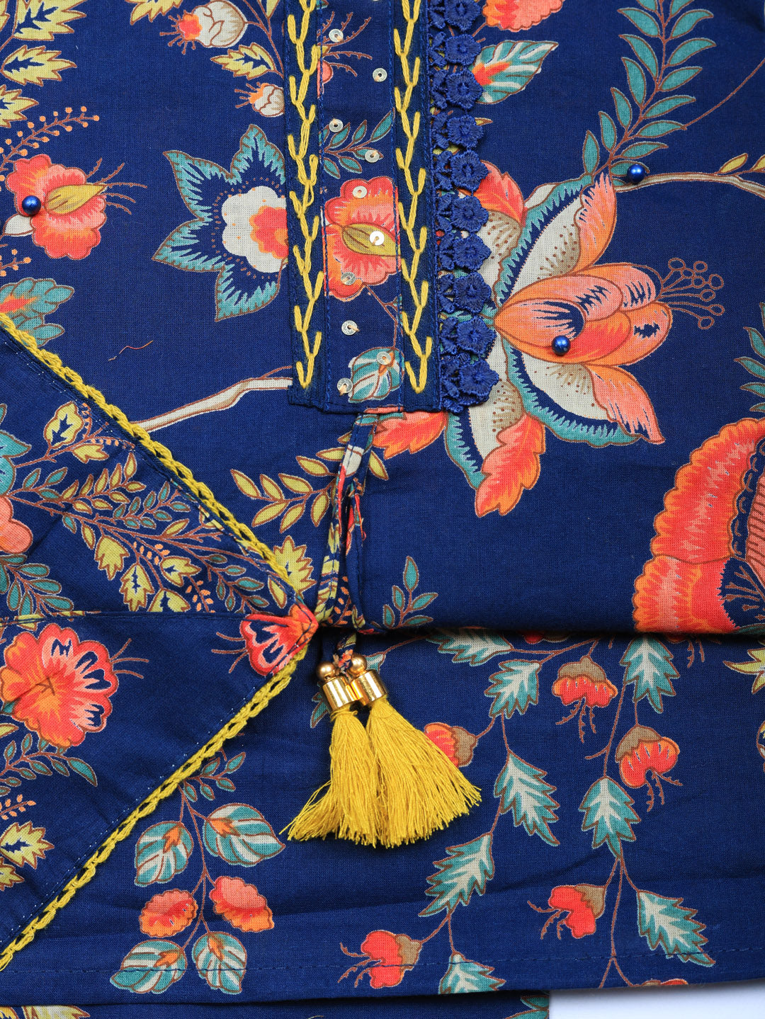 Embroidered Cotton Blend Unstitched Suit With Pant &amp; Dupatta