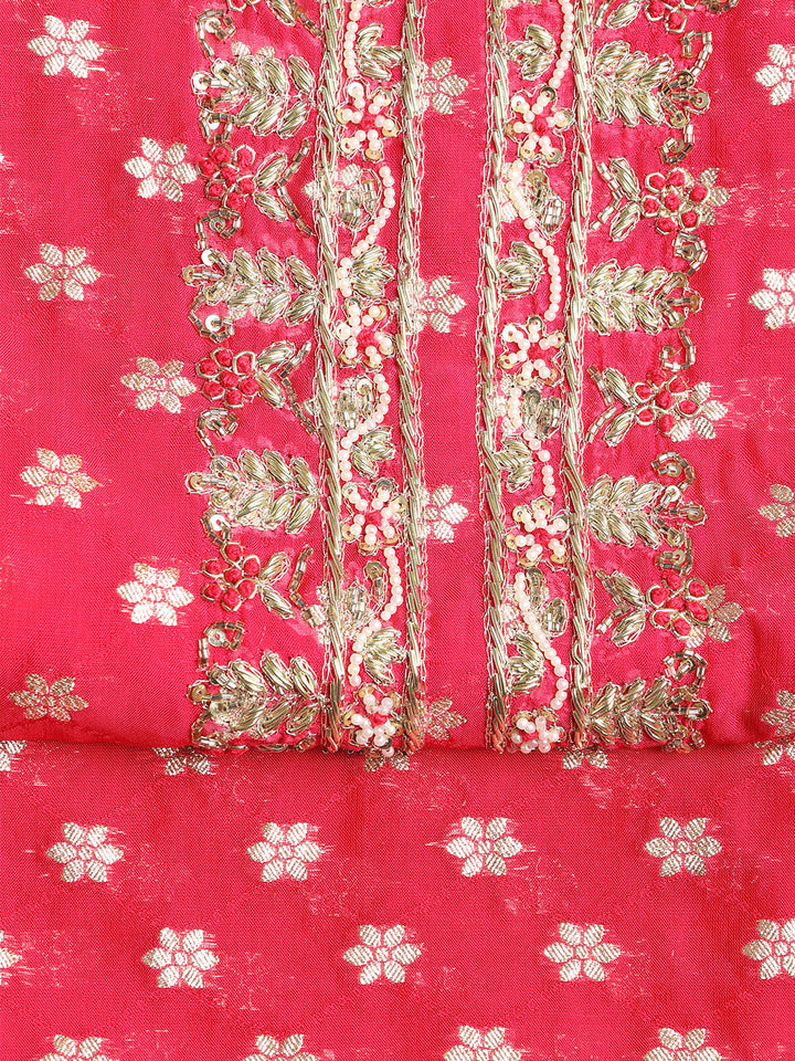 Neck Embroidered Georgette Unstitched Suit With Dupatta
