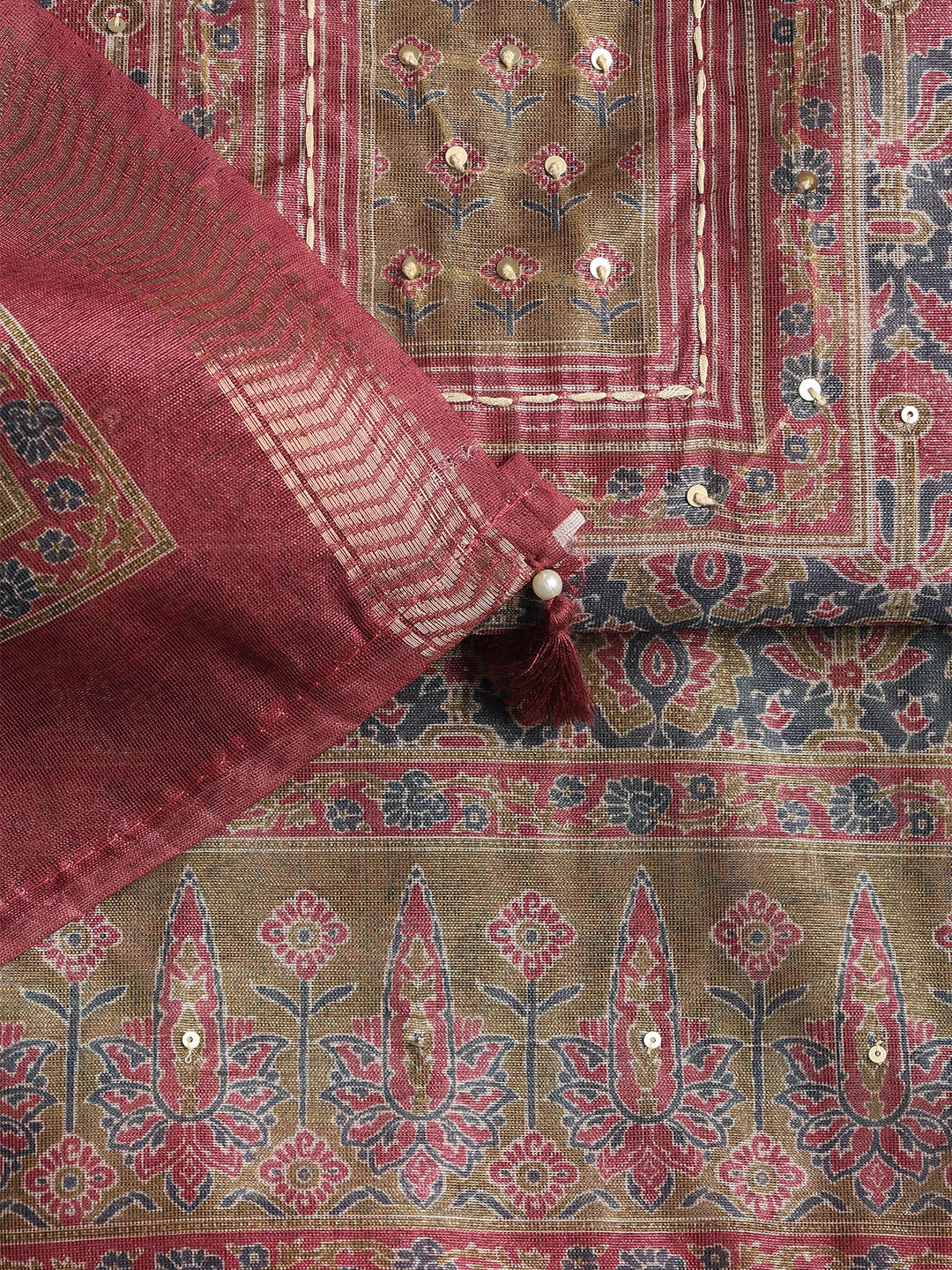 Neck Embroidered Chanderi Unstitched Suit With Dupatta