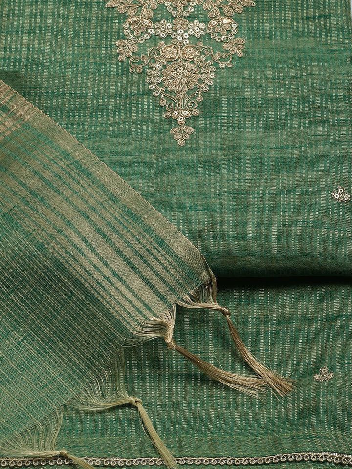 Embroidered Organza Unstitched Suit With Dupatta