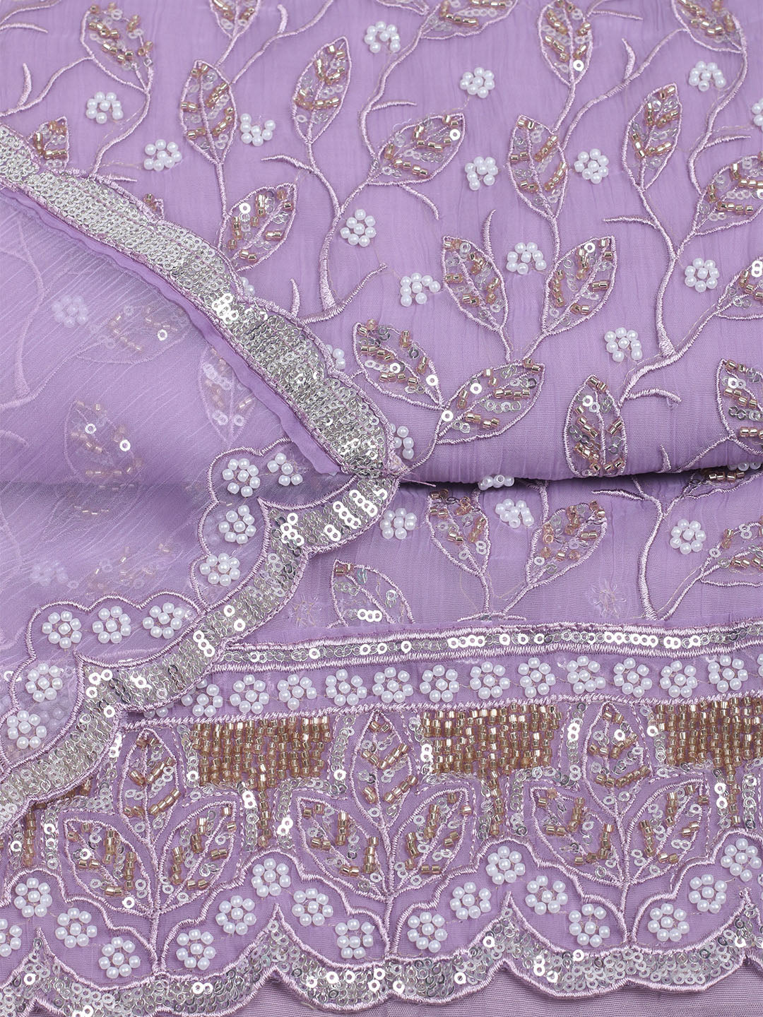 Embroidered Chiffon Unstitched Suit With Dupatta