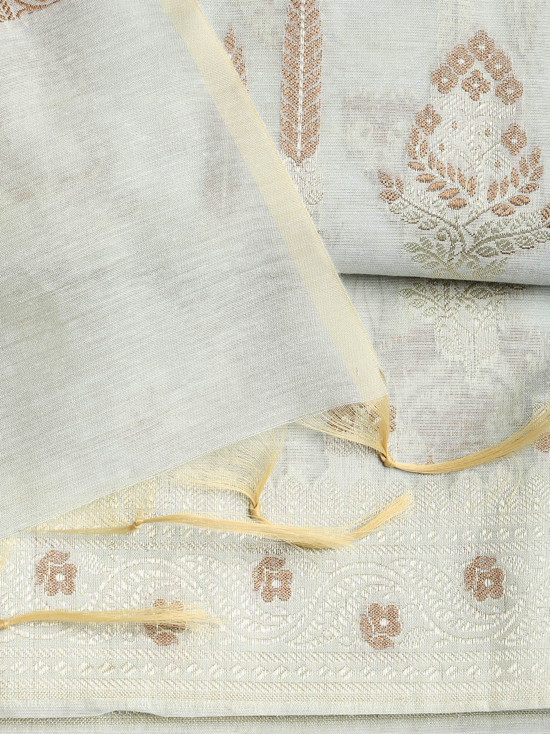 Woven Banarasi Chanderi Unstitched Suit With Dupatta