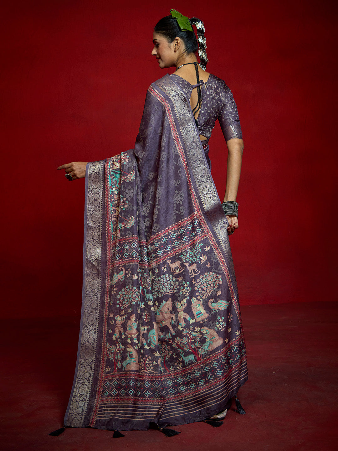 Abstract Printed Art Silk Saree