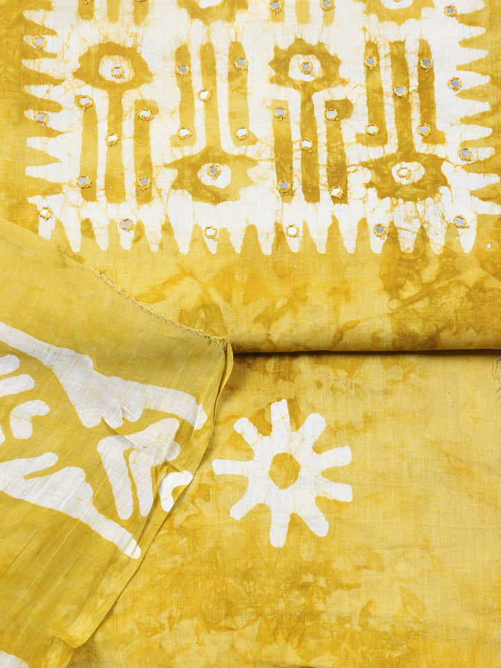 Printed Cotton Blend Unstitched Suit With Pant &amp; Dupatta