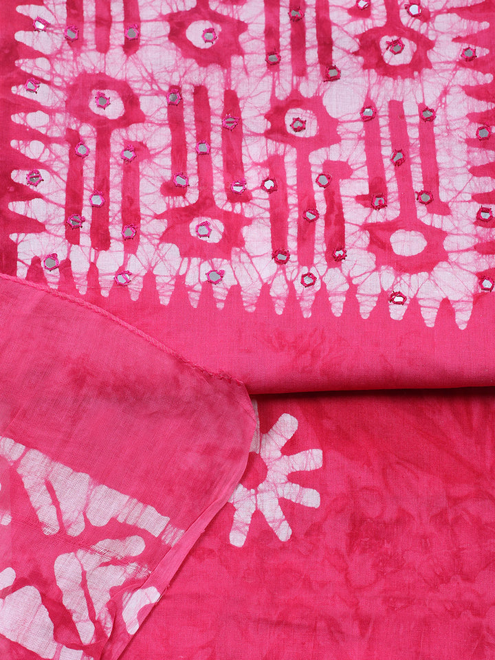 Printed Cotton Blend Unstitched Suit With Pant &amp; Dupatta
