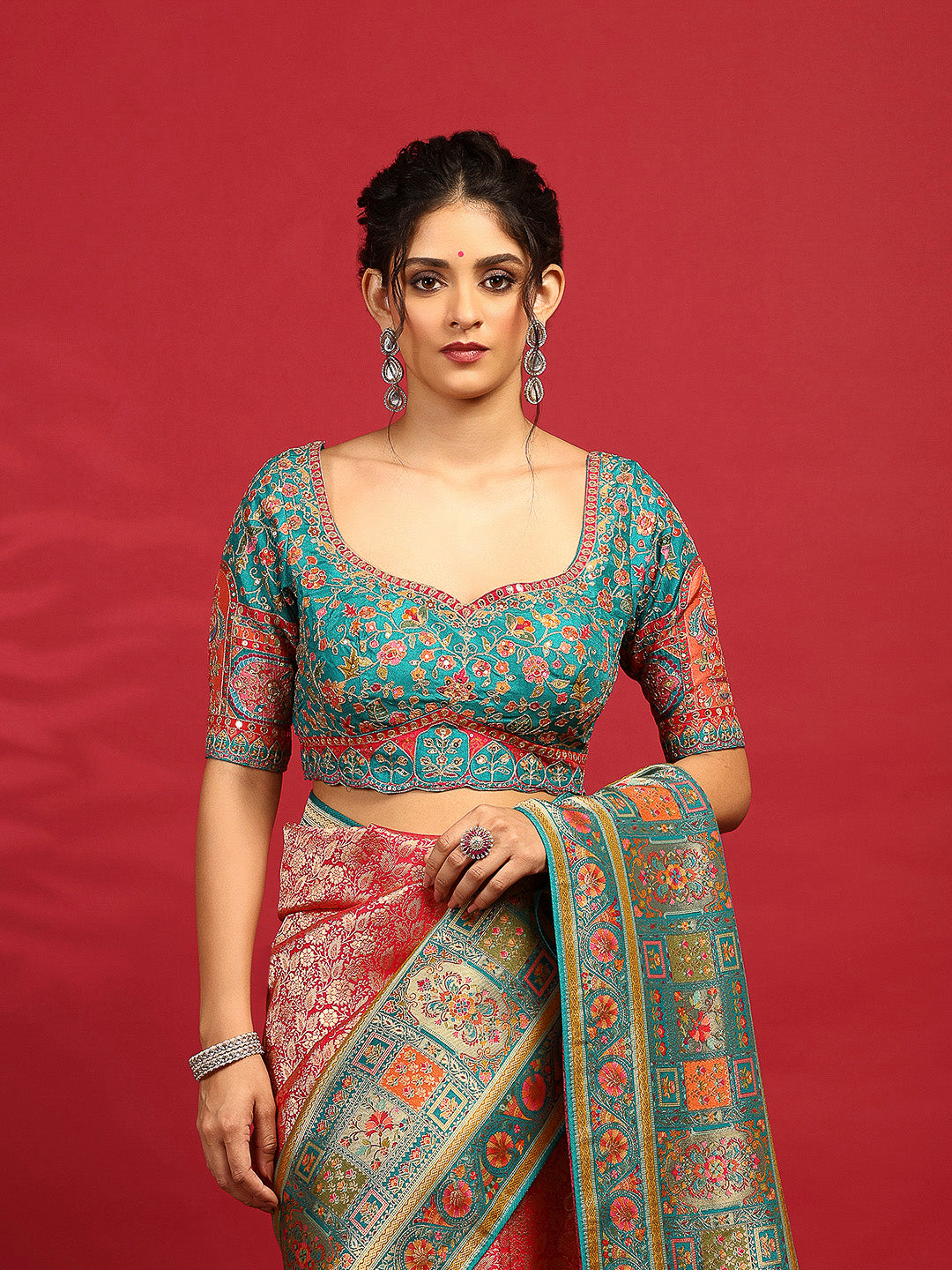 Embroidered Dola Silk Saree