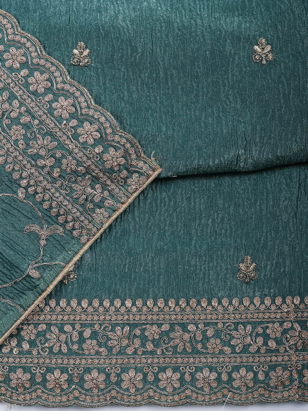 Embroidered Tissue Unstitched Suit With Pant &amp; Dupatta